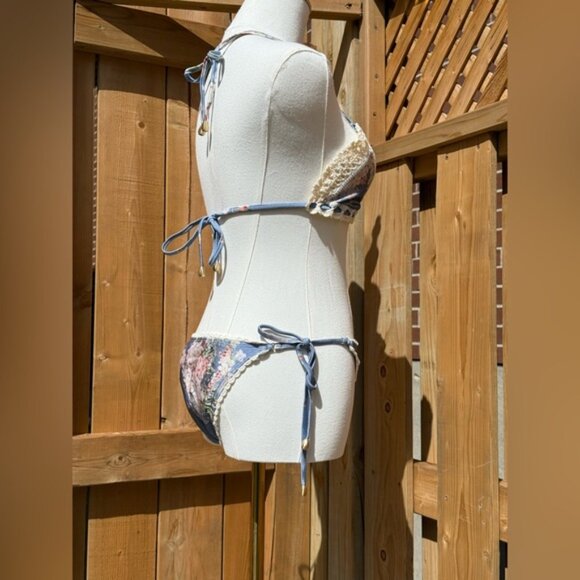 🆕 ZIMMERMANN 🧿 NWT Cascadian Crochet Tri Bikini, Blue Botanical - Sz 2 US4/6 - Picture 8 of 16